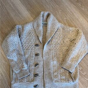 Chunky Knit Button-Up Cardigan Merino Wool